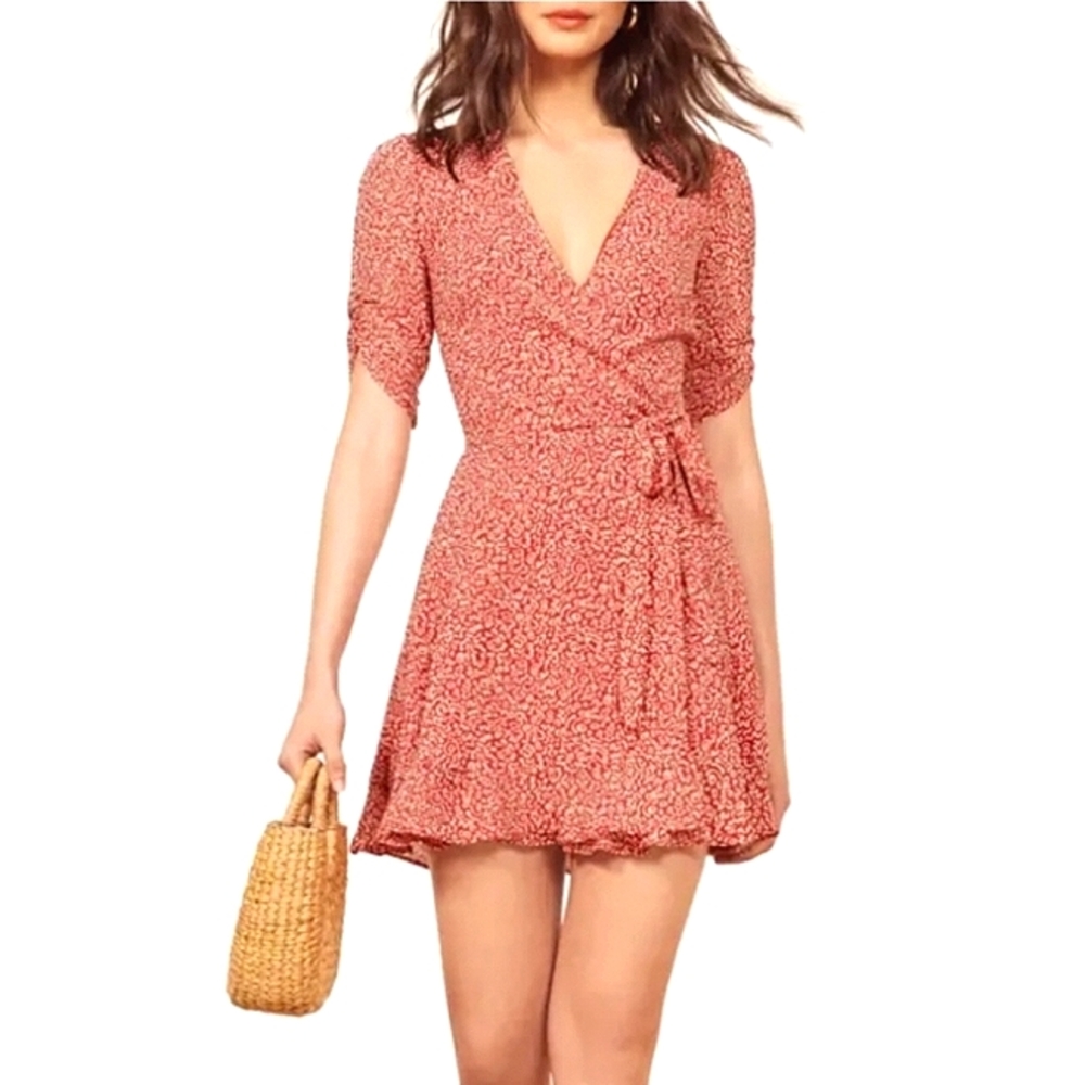 Reformation Monica Dress Red Scribble Size Small - Picture 13 of 13